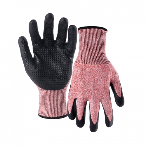 13G cut D/A4 DexiFoam palm coated gloves with dots