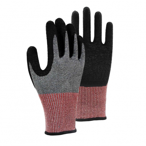 13G cut D/A4 latex crinkle palm coated gloves