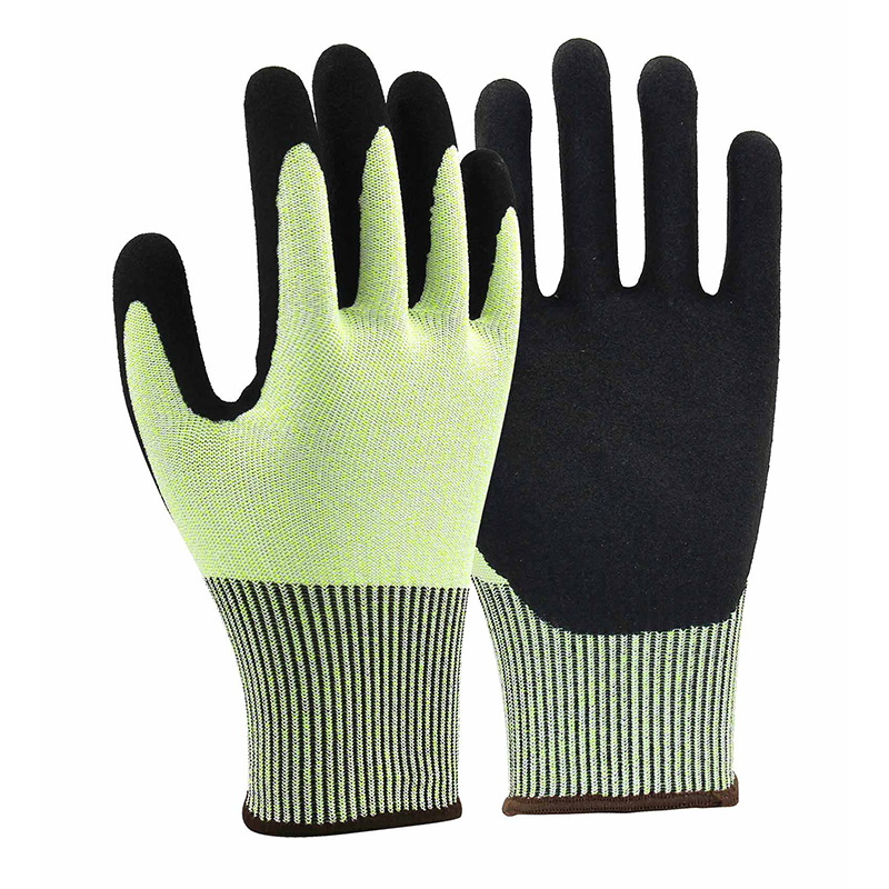 13G cut D/A4 nitrile sandy palm coated gloves