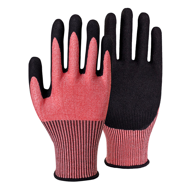 13G cut F/A6 nitrile sandy palm coated gloves - Steel