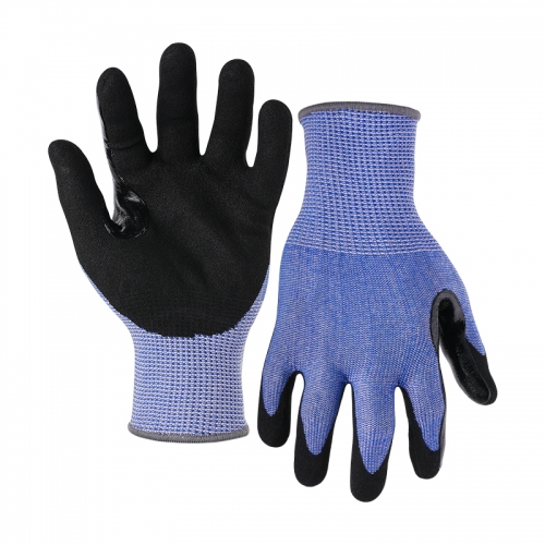 13G cut F/A6 nitrile sandy palm coated gloves - Steel