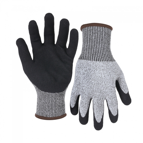 13G cut D/A4 nitrile sandy palm coated gloves